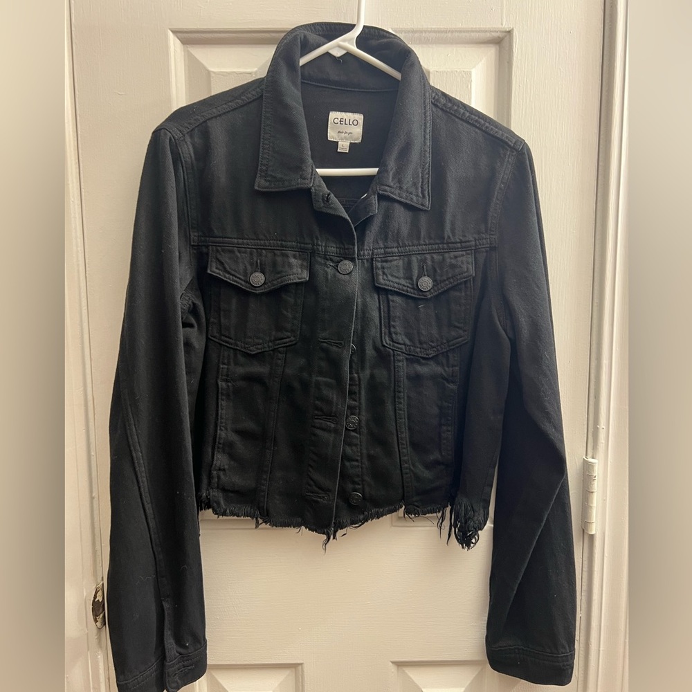 Cello Women's Distressed Black Jean Jacket
